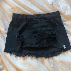 One teaspoon black denim skirt